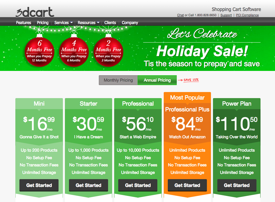 good pricing page example